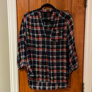 Market and Spruce Colibri Plaid Henley Top